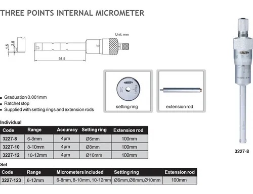Micrometro interior digital 3 puntos